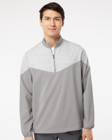 Embroidered Heather Chevron Quarter-Zip Wind Pullover - A546