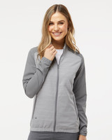 Embroidered Women's Heather Block Full-Zip Wind Jacket - A547