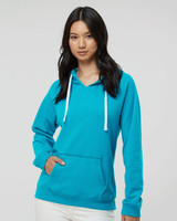 Custom Women's Sueded V-Neck Hooded Sweatshirt - 8836