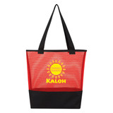 Custom Sheer Mesh Pinstripe Tote Bag 3149