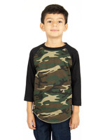 Custom Youth Three-Quarter Sleeve Camo Raglan T-Shirt - SHRAGCY