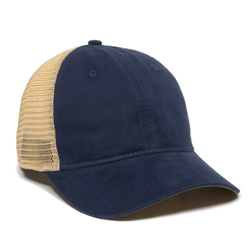 Promotional Soft Tea Stained Mesh Back, Platinum Series Superior Enzyme Washed Cotton Hat