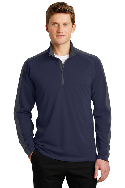 Custom Sport-Tek Sport-Wick Textured Colorblock 1/4-Zip Pullover. ST861