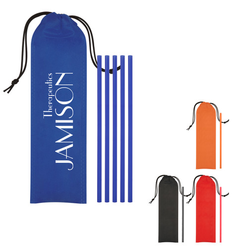 Custom 5-Pack On The Go Straws With Pouch 5239