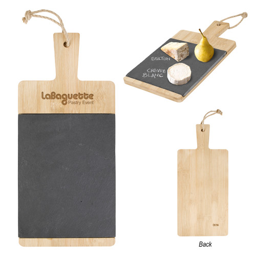 Custom Bamboo & Slate Charcuterie Cutting Board 2139