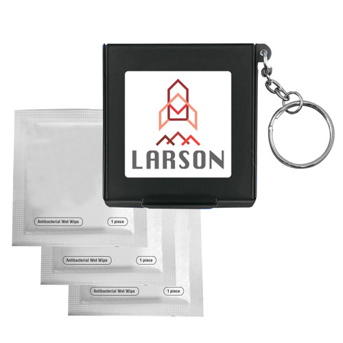 Custom Antiseptic Wipes In Carrying Case Keychain 90024