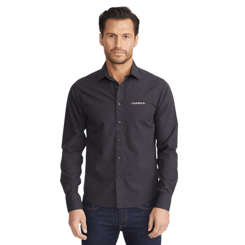 Embroidered Black Stone Wrinkle-Free Long Sleeve Shirt - Mens