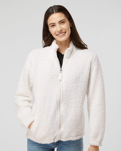 Embroidered Women’s Sherpa Full-Zip Jacket - Q12