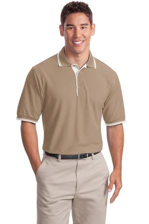 Embroidered DISCONTINUED Port Authority Silk Touch Polo with Stripe Trim. K501