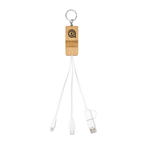 Custom BAMBOO PHONE HOLDER KEYRING WITH CHARGING CABLES 26444