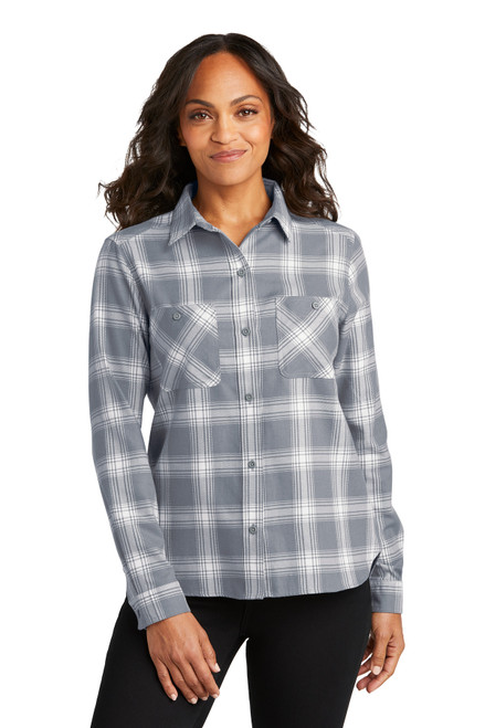 Embroidered Port Authority Ladies Plaid Flannel Shirt LW669