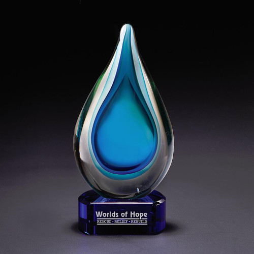 Custom Fusion Art Glass Award w/ Blue Base IC351634