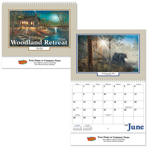Custom Full Color Woodland Retreat Spiral Wall Calendar 55015