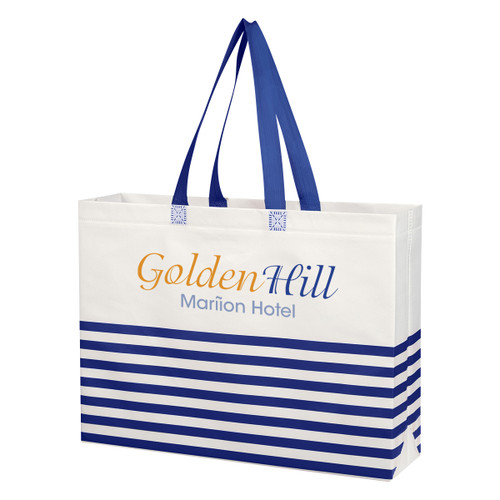 Custom Non-Woven Horizontal Stripe Tote Bag 3395