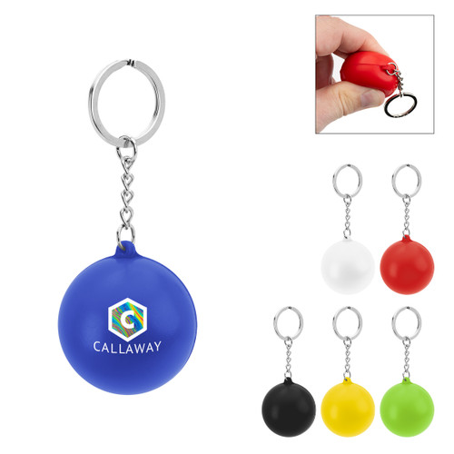Custom Round PU Stress Reliever Keychain 22354