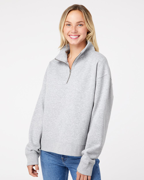 Custom Women's Sueded Fleece Quarter-Zip Sweatshirt - W22713