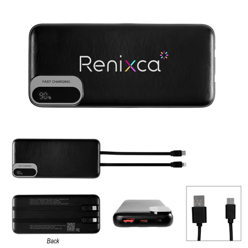 Custom 10,000 mAh Power Bank With Built-In Cables 25246