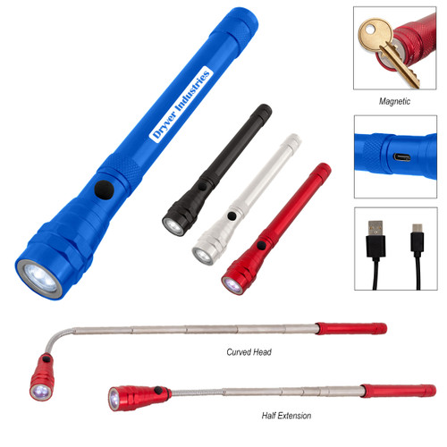 Custom Telescopic Rechargeable Recycled Aluminum Flashlight With Magnet 2.0 22527