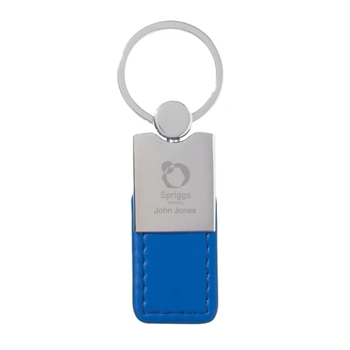 Custom Metal/Simulated Leather Key Tag 4756