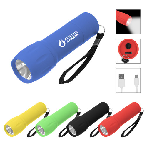 Custom Rechargeable Rubberized COB Light With Strap 2.0 25462