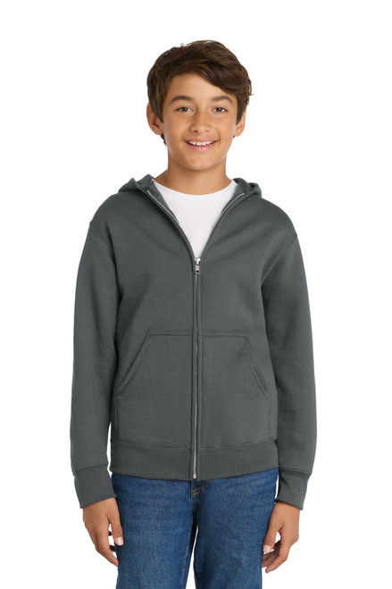 Custom Port & Co Youth Core Fleece Full-Zip Hooded Sweatshirt PC78YZH