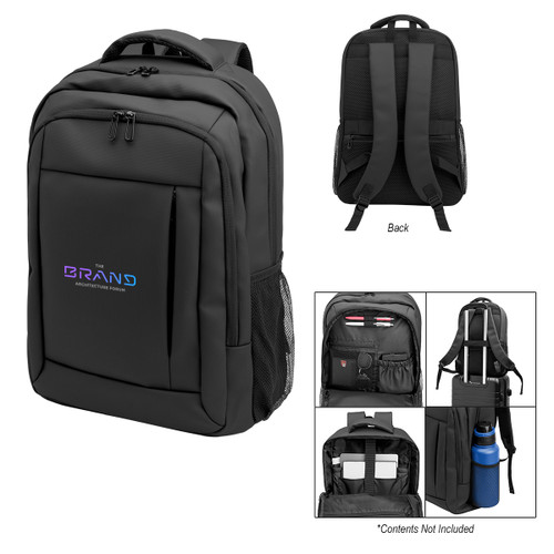 Custom Deluxe Executive Grid rPET Laptop Backpack 35202