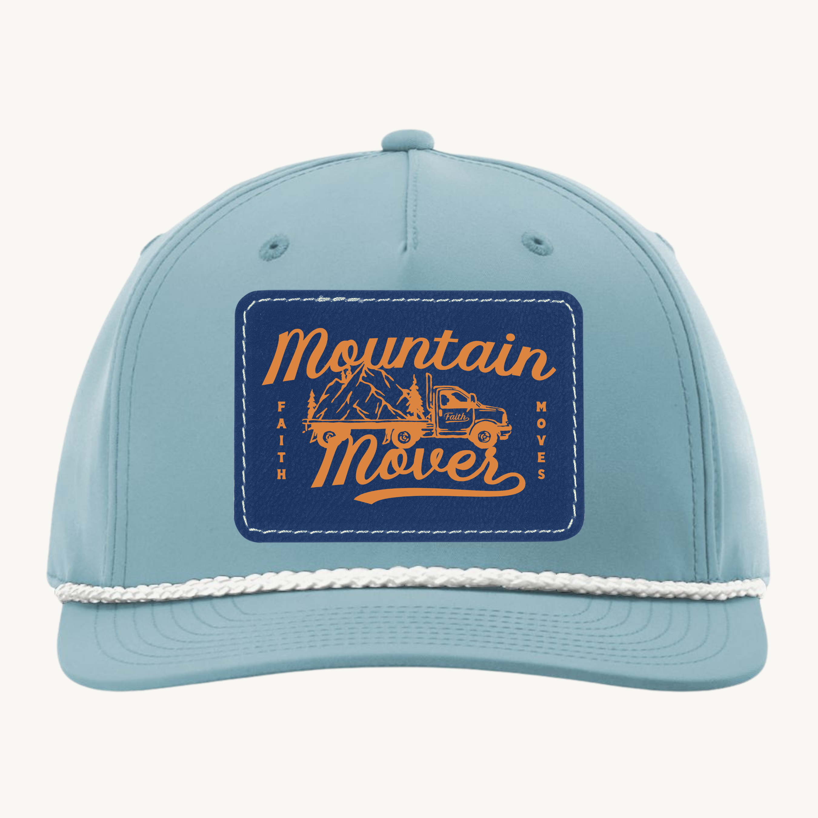 custom richardson 258 with a blue leather patch and print