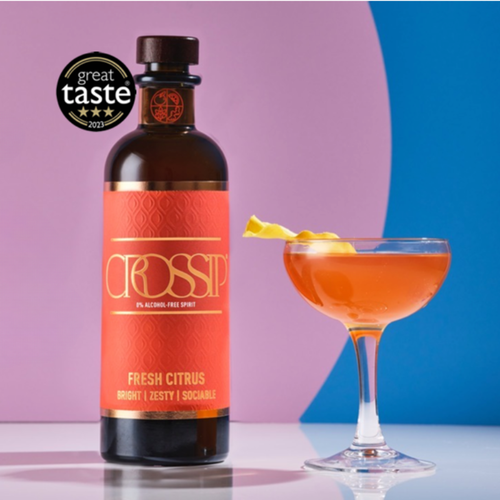 A bottle of Crossip Fresh Citrus alcohol-free spirit.