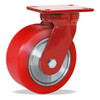 S-ZFSEC-95POYB Spinfinity High Speed Swivel Caster, Red Polyurethane Tread