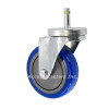 4D91PBG 4" Grip Ring Stem Caster Blue on Gray Polyurethane Wheel