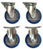 4D20BNM-Set 4" caster set with blue non-marking rubber wheels