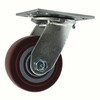 4CEMS 4" x 2" Swivel Caster with  Maroon Polyurethane on Gray Polyolefin Wheel