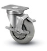 4A02XSB 4" Swivel Caster with Brake Extra Soft Round Tread Wheel