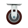 5CEMR 5" x 2" Rigid Plate Caster, Maroon polyurethane on gray polyolefin wheel