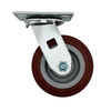 5CEMS 5" swivel caster with 5 x 2 maroon polyurethane tread wheel