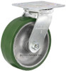 6" x 2" Albion Swivel Plate Caster, Polyurethane on Aluminum Wheel