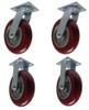 ES8X2AX-SET 8 inch caster set with ergonomic polyurethane wheels