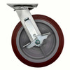 8CEMSB 8" x 2" Swivel Plate Caster with Brake, Polyurethane on Polyolefin Wheel