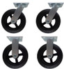 8PCRS-SET 8 inch caster set with rubber on cast iron wheels