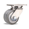 S-CHS-63SWC95 Hamilton Stainless Steel Champion Swivel Caster with 6" x 3" UltraGlide® (95A) Triple Wheel Grey Tread on Aluminum Core