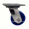 MD316SU4-S 4 Inch 316 Stainless Steel Swivel Caster with Blue Polyurethane Wheel