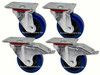 Caster set for road casters.  Two 4" swivel casters and two 4" swivel casters with total lock brakes.