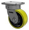 610PF08528S Kingpinless swivel caster, 8" x 3" yellow polyurethane tread wheel