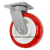 S5PPJW6-S Stainless Steel Kingpinless Swivel Caster with 6" Red on White Polyurethane Wheel