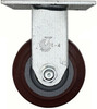 4" Maroon poly on poly rigid plate caster