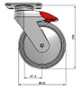 GKR-J-S-125-PTE/K-TP52-G Tango 125 MM Medical Caster with Brake, 95mm x 70mm Top Plate