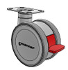 TWL-J-S-125GP/K-TP52-W Manner Twist 125mm Twin Wheel Caster with Brake, Top Plate
