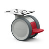 WL-J-S-75GP/K-TP52-W Manner Twist 75mm Twin Wheel Caster with Brake, Top Plate