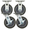6" Thermo-Rubber Flat Tread Medium Duty Caster Wheel SET