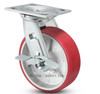 6" Poly on cast iron caster with brake